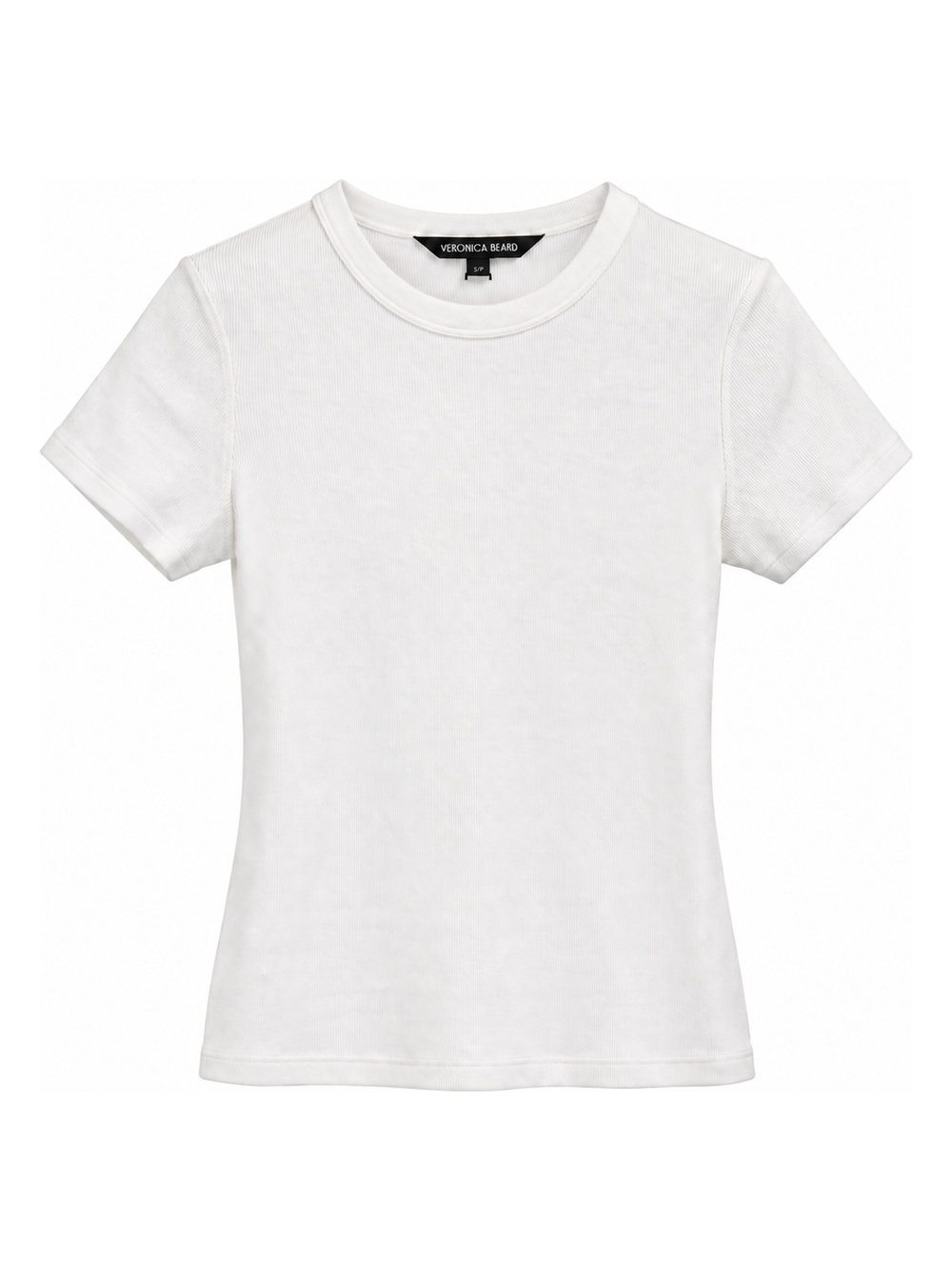 NWT Veronica Beard Pruitt Ribbed Tee White Crewneck Short Sleeve Small